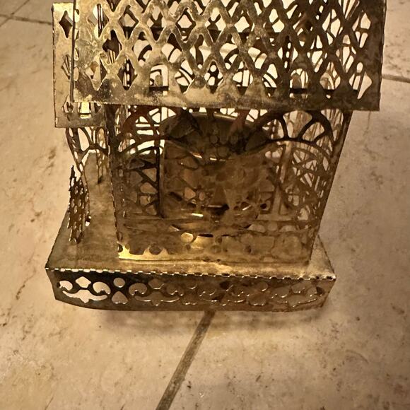 Cutout Brass Shaped Cathedral Church Votive Candle holder Christmas Decoration - Picture 10 of 13